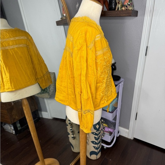 Free people Embroidered Yellow Women's Top - Picture 3 of 4